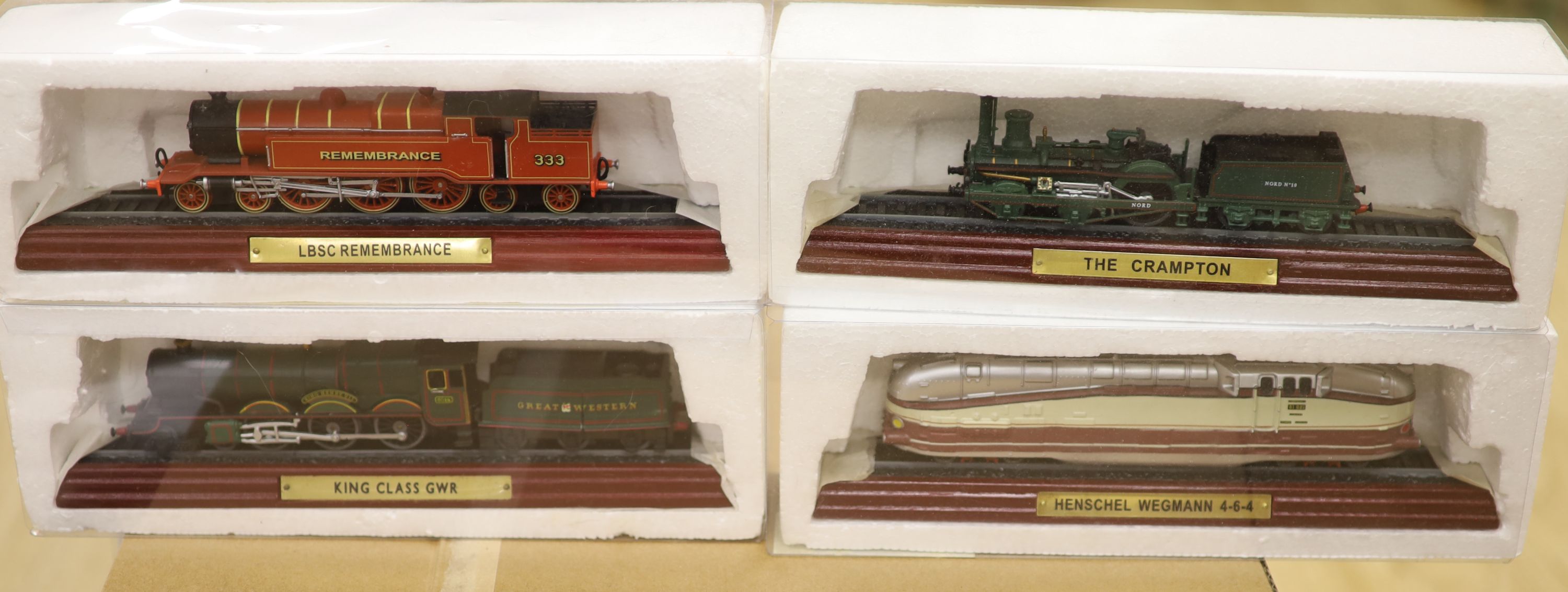 Three Hornby Railways/Royal Doulton collectors train packs and eight collectors models of locomotives,